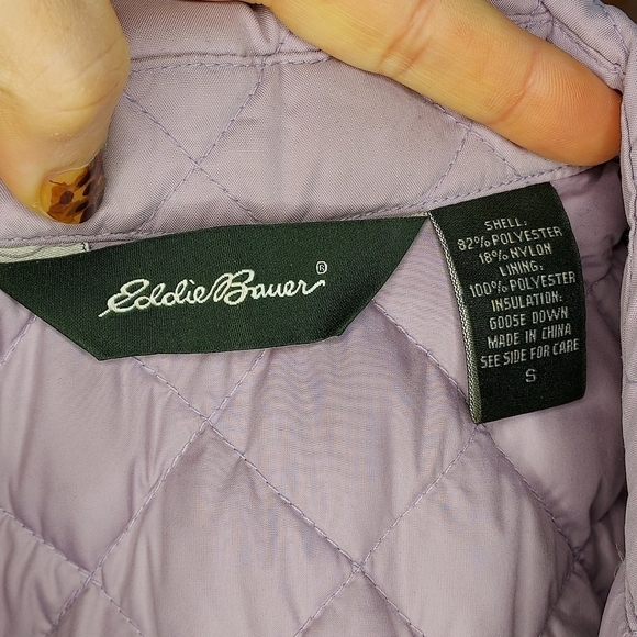 Eddie Bauer vest goose down quilted lavender lilac purple zip closure pockets S - Picture 6 of 13